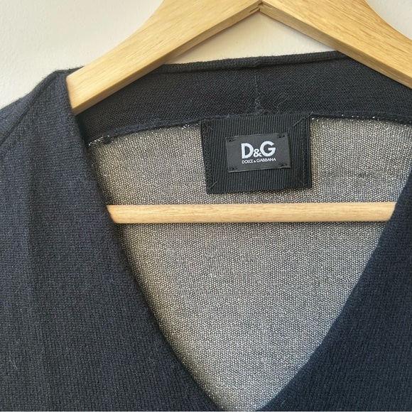 Vintage Dolce & Gabbana Black Metallic Cashmere Sweatear Size 38 - Picture 4 of 5